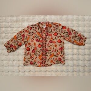 Johnny Was Floral Blouse - Red and Orange